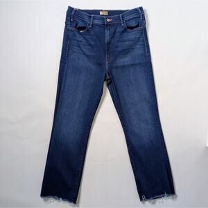 Mother Jeans Hustler Ankle Fray Home Movies Wash 33 Blue Raw Hem GUC